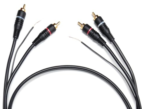 DRUT 2 m lång jordkabel för twin-cinch fono-skivspelare mixer med jordklämmor, kabel 6 fot