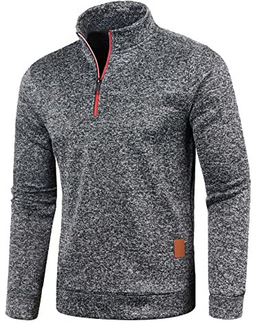 Pullover Herren Mit Kragen Warmer Slim Fit Sweater Pullover Winterpullover Winter Mit Reißverschluss Stehkragen Pullover Langarm Sport Strick Klassischer Strickpullover Sweatshirt Pulli