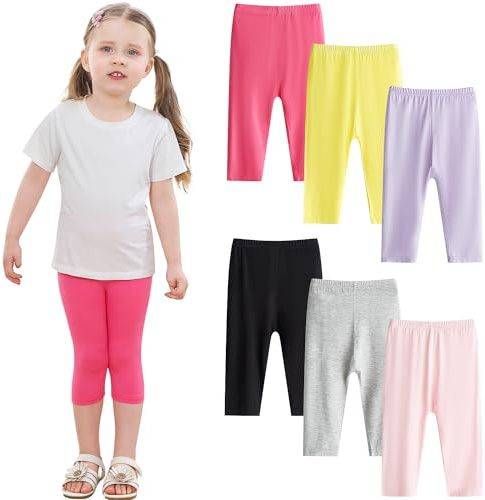 Charmi Leggings Capri 3/4 Pantaloni Estivi Tinta Unita Bambina Pacco da 6 Verano Colorido 8-9 Años (Tamaño del Fabricante 150)