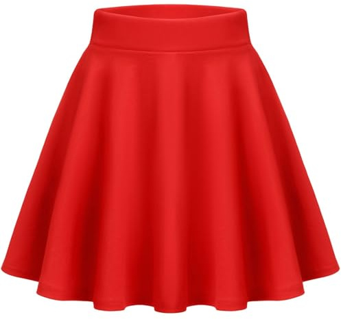 Zeagoo Damkjol basic solid mini skater kjol sommar kort klockor kjol mångsidig stretchig hög midja A-linje tenniskjol danskjol | Hög midja, minikjol, elastisk linning, tenniskjol, danskjol, festival/fest/rave outfit, XS-XXL