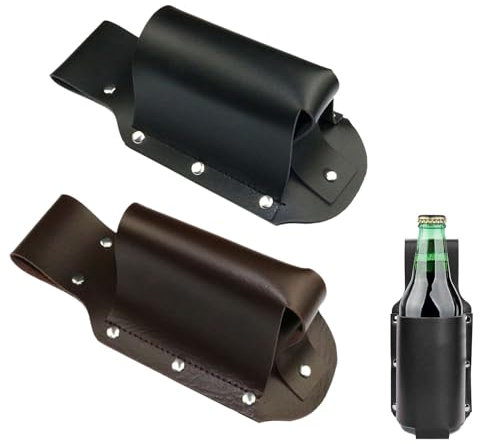 Bekecidi 2 Fondine per Bottiglie di Birra, Portabottiglie in Pelle per Cintura, Portabottiglie Portatile per Birra, Accessori per Birra per Uomo e Donna, Barbecue, Campeggio, Viaggi, Feste all'aperto