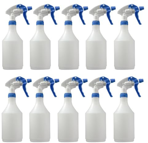 Avern Large 750ml Spray Bottles Plastic (10 Pack) BLUE For Cleaning Solutions Gardening & Home Use, Plant, Water, Durable Trigger Sprayer, Refillable Mist Spray Bottle Heavy Duty Large 750ML
