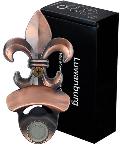 Luwanburg Rustic Magnetic Beer Bottle Opener Wall Mounted Fleur De Li