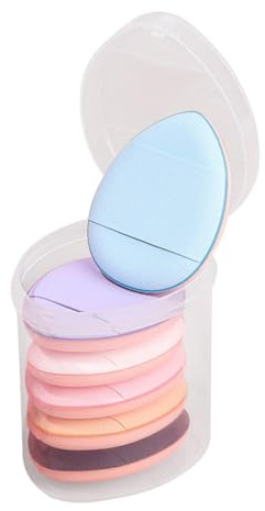 Finger Powder Puff, Finger Sponge Makeup Facial Puff Sponge Set om 6 | Lös puderpuff med litet fodral för smink för kvinnor och flickor vått och torrt