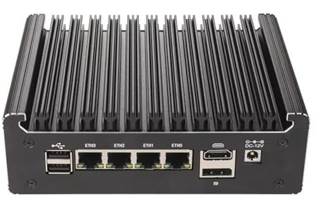 CYMINILMDPC Solid Fanless Firewall Mini PC,N150 Big Case,4x i226-V 2.5G LANs,No Ram No Storage,Home Server DDR4 NVMe Type-C AES-NI,Desktop computer