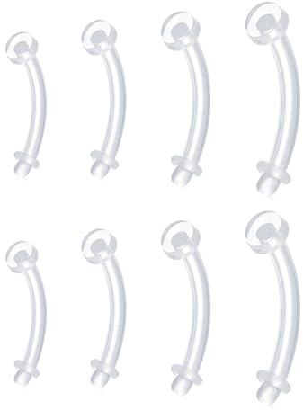 Funseedrr 14G plast navelpiercing transparent Bioflex magring böjd skivstång 8/10/12/14 mm, UV