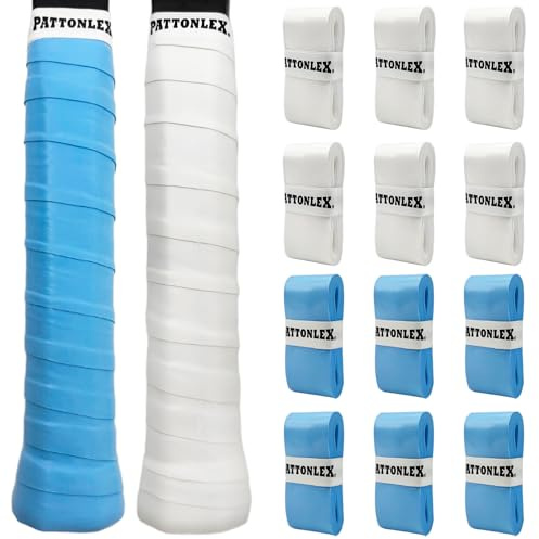 PATTONLEX Tennis & Pickleball Overgrip Tape – 12 Pack Racket Grip Wrap – Sweat Absorbent, Non-Slip Replacement Grip