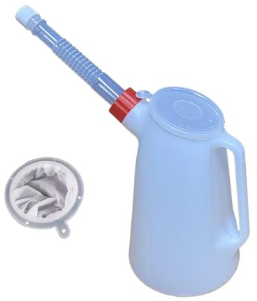 Oshhni Ölkanne mit langem Ausguss und Deckel, tragbar und praktisch, mit Griff, dickwandiger Messbecher, Motorölspender für Kraftfahrzeuge, 1.2 L