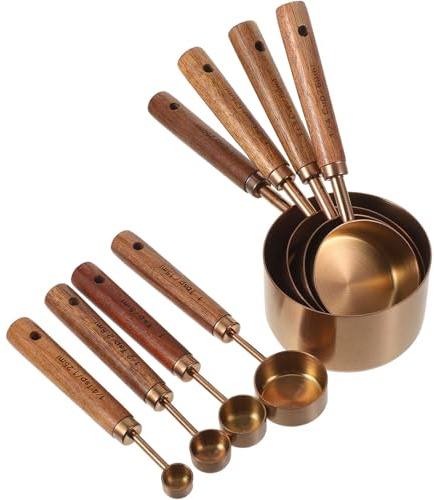 SHINEOFI 8 Piezas cuchara medidora de té taza medidora cucharadas Herramientas para hornear de cocina Rose Gold