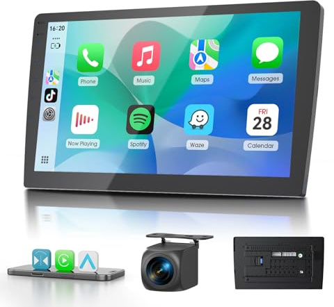 Haudio 2 Din Car Stereo with Apple Carplay and Android Auto, 9 Inch Cars Radio with HD Backup Camera, GPS Navigation, Bluetooth, Voice Control, Mirror Link, FM/AM/AUX for All Vehicles - 2+64GB