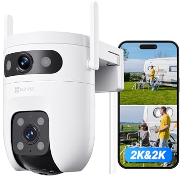 EZVIZ C9c 2K+2K övervakningskamera Utomhus Wifi med Dubbla Objektiv, Automatisk Spårning, Detektering av Människor/Fordon, Aktivt Försvar, 40M Färgmörkerseende, Tvåvägsljud, Kamera Dubbelbands-Wi-Fi 6