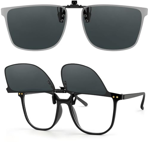 Kiiwah Clip Lunettes de Soleil, Ultra Léger Clip Solaire pour Lunette de Vue Surlunettes de Femme Retournement à 180 Degrés Lunettes de Soleil Homme Polarisées pour la Conduite, la Pêche, le Vélo