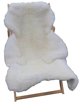 FURRYMAN Pelle di agnello naturale, in pelle di pecora senza cromo, coperte in pelle di pecora bianca e colorata, copriletti e decorazioni per divano, poltrona, pelle di pecora (bianco, 140 x 70 cm)