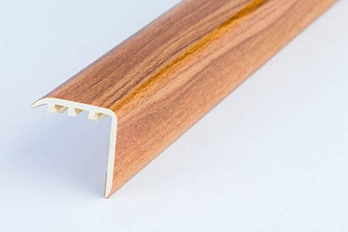 TMW Profiles uPVC Stair Nosing 25mm × 25mm – Edge Protection – Screw-Fix, 0.9m Length KP-2525 (Gold Walnut)
