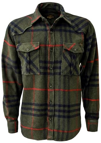 ROCK-IT Apparel Camicia di Flanella a Maniche Lunghe da Uomo a Quadri da Boscaiolo Con Barra di Chiusura [S-5XL] Qualità Premium Grigio/Blu/Bianco a Scacchi Large