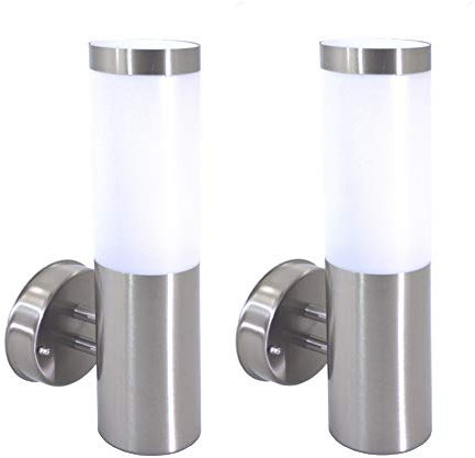 Trango 2er Pack IP44 Außenleuchte 8000L/2, Wandleuchte aus Edelstahl & Kunststoff mit E27 Fassung Passend für LED Leuchtmittel, Außenwandleuchte, Außenlampe, Wandlampe ohne Leuchtmittel