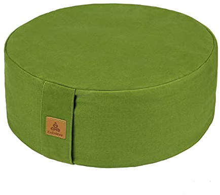 FelizMax Zafu Buckwheat Meditation Cushion,D=33cm/41cm H=14cm,Round Zabuton Meditation Pillow,Yoga Bolster Kneeling Pillow Premium Yoga Pillow Sitting on Floor Zippered Cotton Cover-33cm, Dark Green