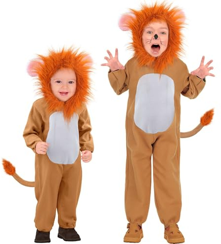 W WIDMANN MILANO Party Fashion - Disfraz de león pequeño para niños, mono y gorro, disfraz de animal