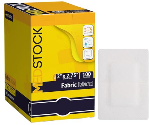 MEDSTOCK Fabric Island Dressing, 2x2.75 (Pack of 100), Adhesive Wound Care, Suitable for Surgical Wounds, Grazes, Highly Breathable, Hypoallergenic, Non-Woven Fabric, High Absorption Pad