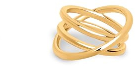 SINGULARU - Anillo Trinity. Latón Macizo con Acabado Baño en Oro de 18 Kt. Joyas para Mujer. Talla 18