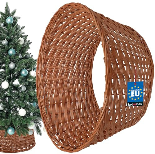 KOTARBAU® Falda para árbol de Navidad Ø 60 cm Base para arbol Navidad Collar de Mimbre Natural Cesta de ratán para arbol de Navidad Funda de Ratan para Árbol Cesta de Mimbre Cubre Pie árbol