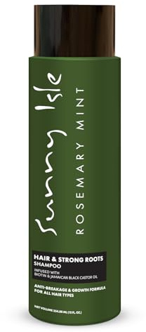 Sunny Isle Rosemary Mint Hair & Strong Roots Shampoo 12oz, Anti-Breakage Formula, Infused with Biotin and Jamaican Black Castor Oil, All Hair Types