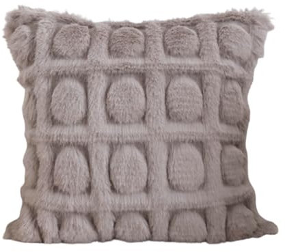 Herfair 2er Set kissenbezüge Kissen Künstlich Pelz Fellkissen Dekorative Deko Kissen Kuschelkissen Flauschig Sofakissen Weich Plüschkissen für Sofa (khakifarbene Asche,45x45cm)