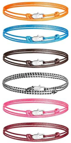 APMGONT Bracelet tressé Femme,6 Pièces Plage Boho Bracelets,Bracelet Minimaliste en Tissu,Boho Surfeur bracelet,Bracelet surfeur set,Étanche et Réglable (ensemble 1)