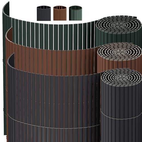 INMOZATA PVC Sichtschutzmatte 80cm Hoch x 500cm Lang mit Dreifach Verstärkung Innen, Garten Balkon Sichtschutz Zaun mit Kabelbindern,Windschutz Wasserdicht ohne Bohren für Balkon Garten Terrasse-Grau