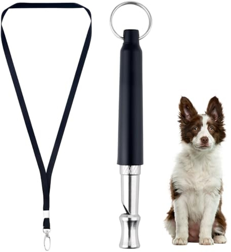 JYNXOR 1pcs Fischietto Ultrasuoni per Cani, Fischietto Scacciacani, Fischietto per Cani con 1 Cordini, Fischietto Ultrasuoni, Forte e a Lungo Raggio, Fischietto per L'addestramento del Cane (Nero)