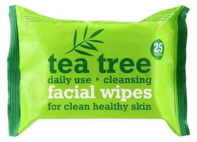 Tea Tree Facial Wipes Pack of 25 x 2 - Daily Use Tea Tree and Peppermint Cleansing Facial Face Make Up Wipes - Ideal for Removing Excess Dirt, Make-up and Other Skin Impurities
