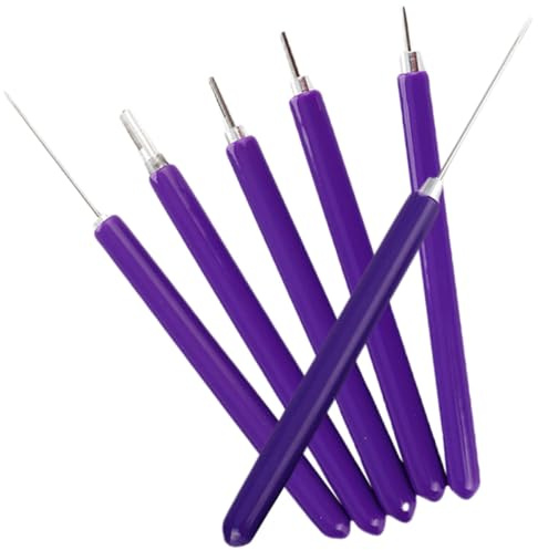 FRCOLOR Bolígrafo para Filigrana de Papel 6 Piezas, Set de Herramientas Ranuradas para Manualidades, Bolígrafos de Quilling en Metal Morado, Kit Compacto para Artesanía DIY