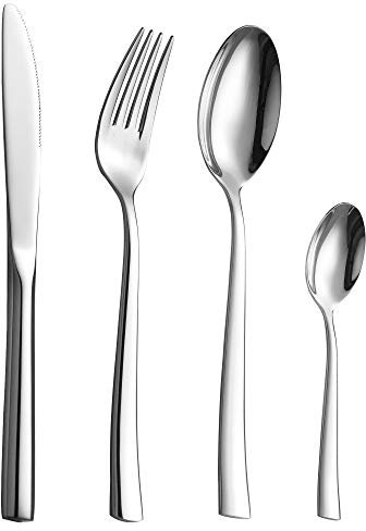 Velaze Besteck Set 12 Personen, Besteck Set 48-teilig inkl. Löffel, Gabel, Messer und Teelöffel, Besteckset aus Edelstahl 18/10, Spülmaschinenfest, Perfekt für Familien und Restaurants