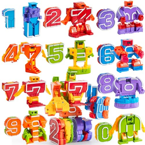 JOYIN 10 Numero Robot Trasformabile Educativi Giocattoli per Bambini, Festa di Compleanno Giocattolo per l'Educazione
