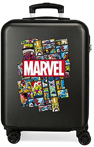 Marvel Avengers, Cabin Luggage, Black 38 x 55 x 20 cm, Rigid ABS Lateral Combination Lock 34 L, 2.6 kg, 4 Double Wheels Hand Luggage