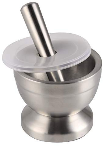 Set de Mortier et Pilon en Acier Inoxydable pour Ail Epices Herbe Médecine Mortier et pilon/Moulin à épices/– Heavy Duty – alimentaire et sans BPA,L