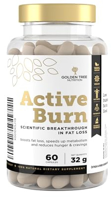 Golden Tree Active Burn − Cápsulas Té Verde con Vitamina C, Vitamina B6, Zinc, Cromo y Extracto de Pimienta Negra − 60 cápsulas vegetarianas