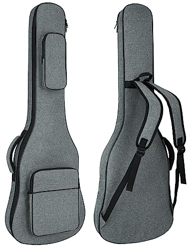 MUZNOTE Electric Guitar Bag Padded Electric Guitar Gig Bag 11.5mm Padding Soft Guitar Case with Neck Strap, Back Hanger Loop, Grey