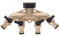 LINZI 4 Way Solid Brass Tap Garden Hose Splitter, Outdoor Utility Hose Connector Water Taps Divider Distributor with Individual On/Off Valves and Quick Connectors for Watering Irrigation