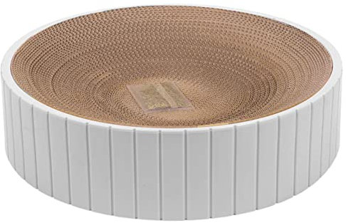Katzen Kratzbrett Kratz Pappe Katzenbrett Doppelseitiger Katzen Kratzpappe Rund Katzen Kratzmöbel Kratzspielzeug Katze Pappe Für Kratzbaum Verhindert Schäden An Möbeln 30 X 30 X 7cm, Weiß