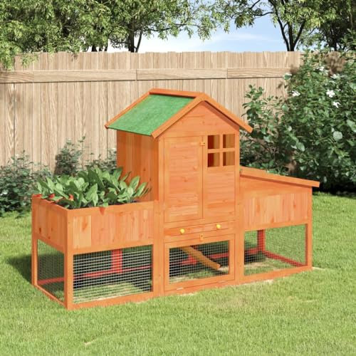 ZEYUAN Kaninchenstall Braun 170x63x113 cm Massivholz Kiefer Hasenstall, Hasenkäfig, Doppelhausninchenställe,Tierhaus, Kleintierstall, Kaninchenhaus, Haustierstall, Kaninchen Häuser - 172292