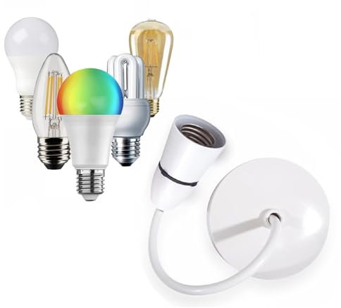 LORD C Ceiling Pendant E27 Heavy Duty Bayonet Light Bulb Holder Light Fitting Set 6”(150mm) Lamp Hanging Light for Living Room Dining Room Bedroom Kitchen Supplies Home Accessories 1pc (White)