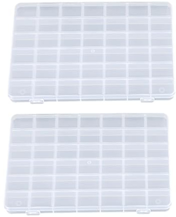 Fadcaer 2 Pcs 42 Grids Small Compartment Craft Case, Plastic Organiser Storage Box, Clear Bead Container, Organizer Storage Container with Dividers for Beads, Crafts, Buttons (42 Grids)