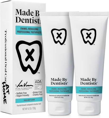 Made by Dentists Professional Enamel Rebuilding Toothpaste - 2 Pack - Remineralizing Nano Hydroxyapatite Toothpaste with Sodium Fluoride, ADA Approved, Vegan, 2 x 4.2oz