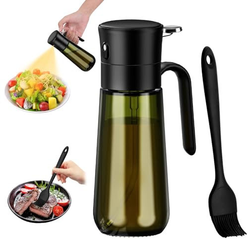 Euqvunn Aceitera Spray Pulverizador Con Brocha, Botella De Vidrio Opaco 280ml Tipo Pulverizador Aceite Spray Para Conservar La Frescura. Ideal Para Ensaladas, Hornear Y Asar A La Parrilla