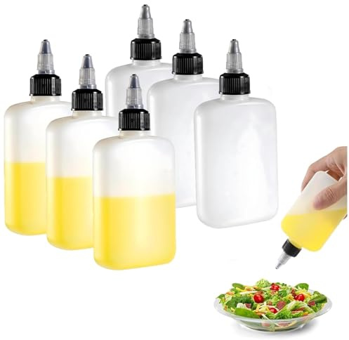 JazRvr 6 kleine Extrusionsflaschen Verteilungsflaschen Ölflaschen mit Abdeckung Ölflaschen, 100 ml Mini-Extrusionsflaschen für Camping, Küche, Kochen, Gewürze-Extrusionsflaschen, leicht zu reinigen