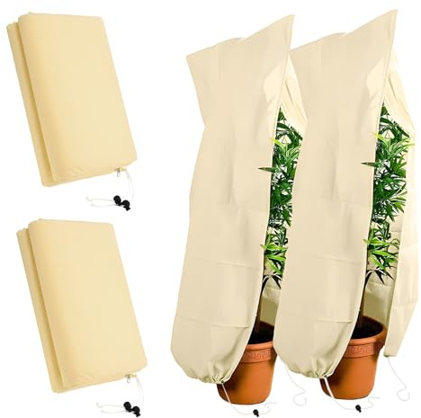 TPVUPC 2 Pezzi Telo per Piante Inverno Antigelo, 120 x 180 cm Cappuccio Protezione Piante con Coulisse e Cerniera, Tessuto Non Tessuto per Piante Traspirante Copertura Piante Inverno Telo Antigelo