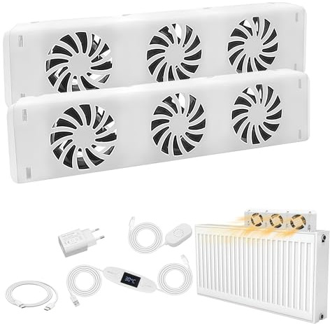 Radiator fläkt duo-set, smart radiatorförstärkare med termostater, hållbar värmefläkt, för att spara energi och uppvärmningskostnader, låg pengar