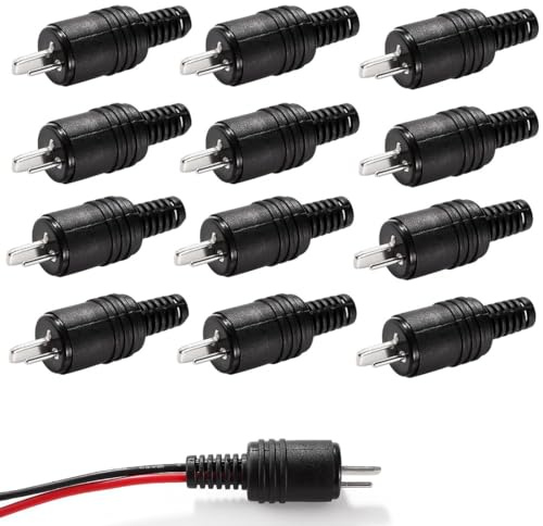 PYEUIFT 12-Pack 2-Pin Male DIN Connectors, HiFi Speaker Cable Audio Plug Adapter for Stereo Connection, Secure Locking Mechanism