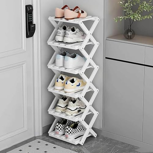 Étagère à chaussures pliable en bambou à 3 niveaux pour petits espaces, entrée étroite, couloir, armoire, écologique, pour chaussures, bottes, baskets